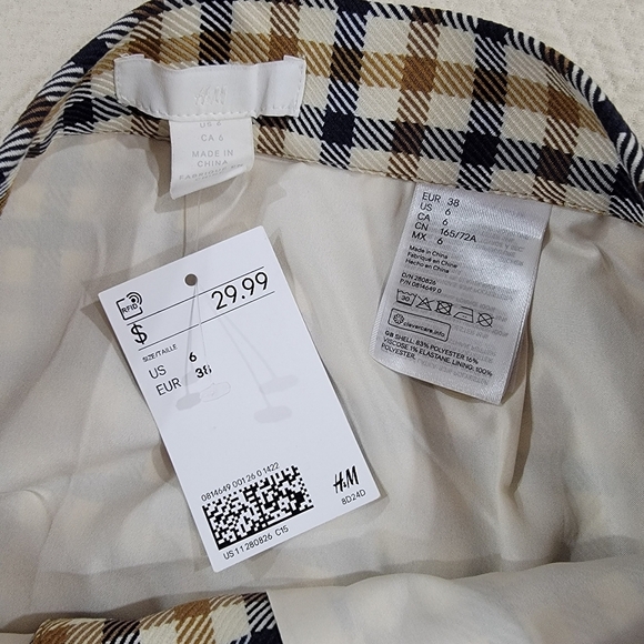 NEW H&M Plaid Button-Front Skirt Size 6 - Picture 7 of 13